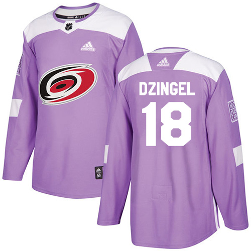 Adidas Carolina Hurricanes #18 Ryan Dzingel Purple Authentic Fights Cancer Stitched Jersey Men's