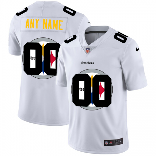 Pittsburgh Steelers Custom White Men's Team Logo Dual Overlap Limited Jersey