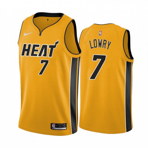 Miami Miami Heat #7 Kyle Lowry Yellow Swingman 2020-21 Earned Edition Jersey Mens