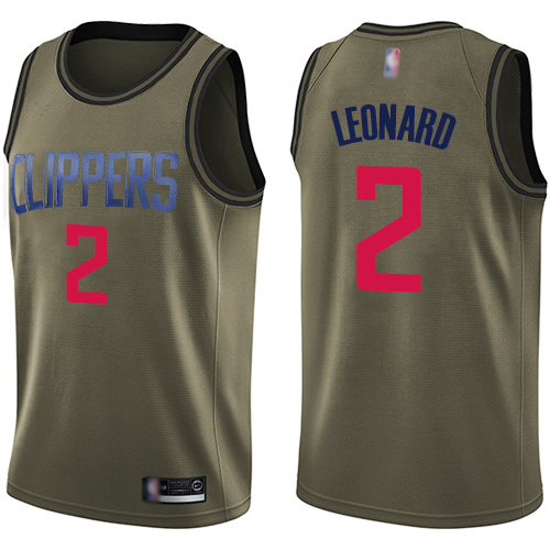 Los Angeles Clippers #2 Kawhi Leonard Green Swingman Salute to Service Jersey Mens