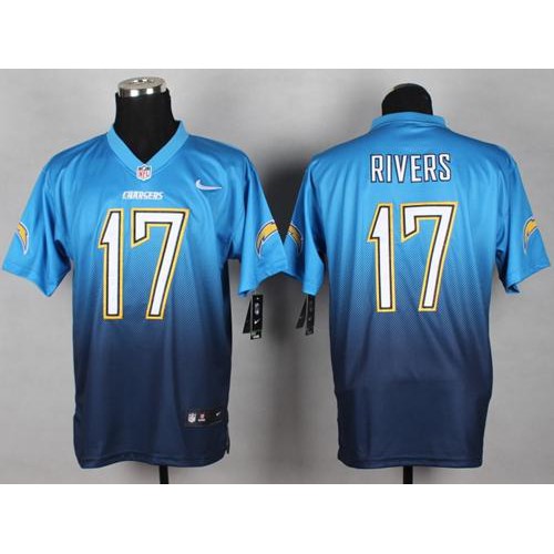 Los Angeles Chargers #17 Philip Rivers Electric Blue/Navy Blue Men's Stitched Elite Fadeaway Fashion Jersey Men's
