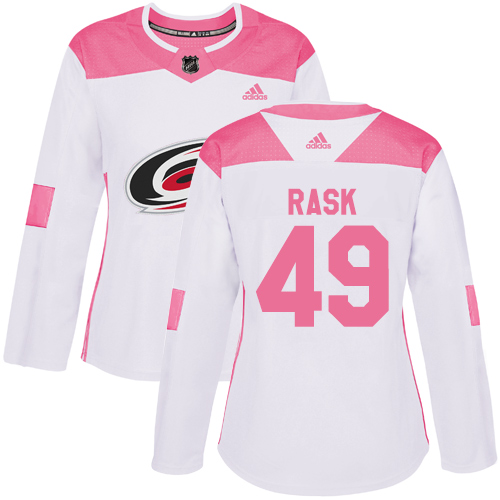Adidas Carolina Hurricanes #49 Victor Rask White/Pink Authentic Fashion Women's Stitched Jersey Womens