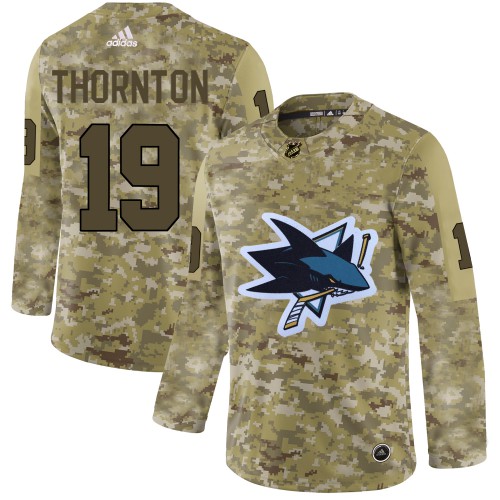 Adidas San Jose Sharks #19 Joe Thornton Camo Authentic Stitched Jersey Men's