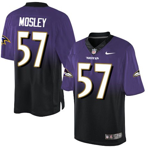 Baltimore Ravens #57 C.J. Mosley Purple/Black Men's Stitched Elite Fadeaway Fashion Jersey Men's