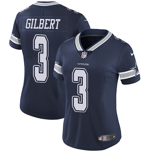 Dallas Cowboys #3 Garrett Gilbert Navy Blue Team Color Women's Stitched Vapor Untouchable Limited Jersey Womens
