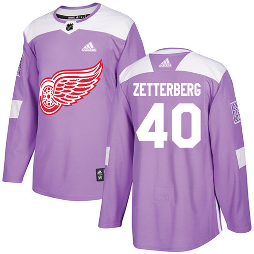 Adidas Detroit Red Wings #40 Henrik Zetterberg Purple Authentic Fights Cancer Stitched Jersey Men's