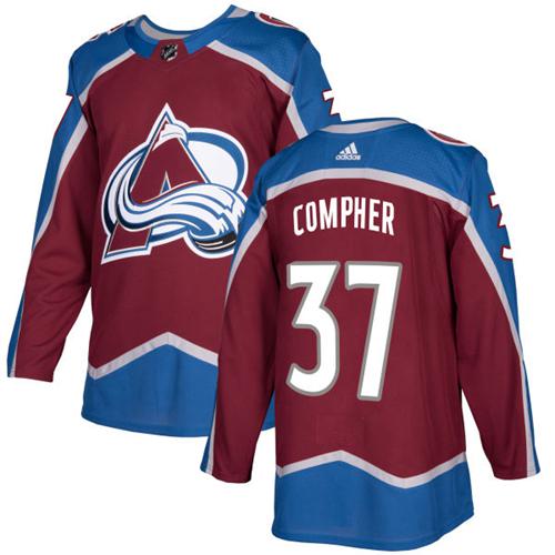 Adidas Colorado Avalanche #37 J.T. Compher Burgundy Home Authentic Stitched Jersey Men's