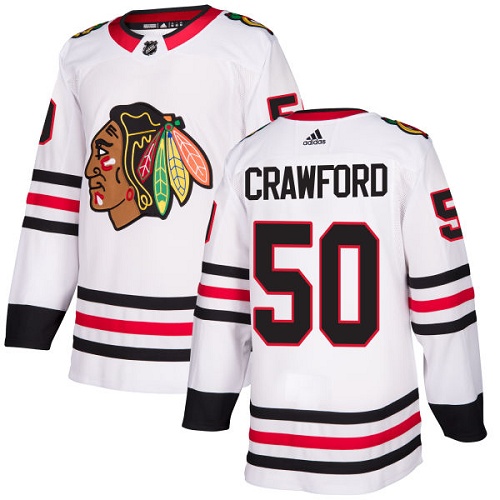 Adidas Chicago Blackhawks #50 Corey Crawford White Road Authentic Stitched Youth Jersey Youth