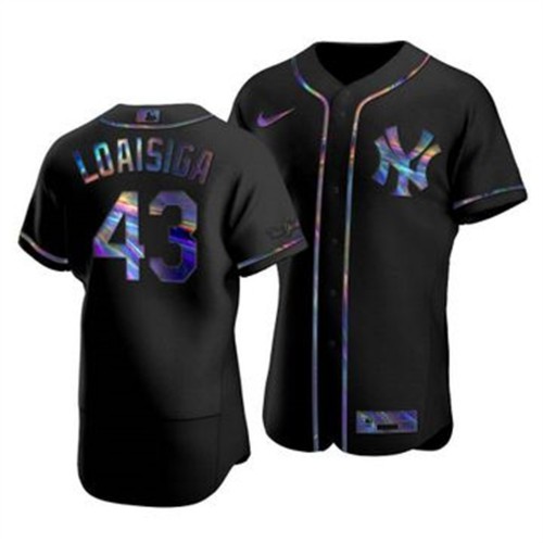 New York New York Yankees #43 Jonathan Loaisiga Men's Iridescent Holographic Collection Jersey - Black Men's