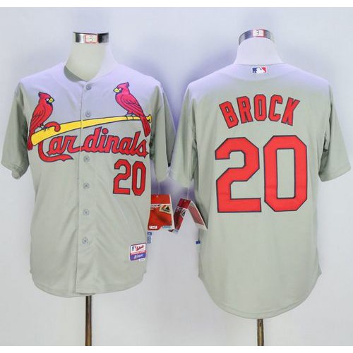 St.Louis Cardinals #20 Lou Brock Grey Cool Base Stitched Jersey Men's
