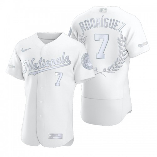 Washington Washington Nationals #7 Ivan Rodriguez Men's Platinum MVP Limited Player Edition Jersey Men's