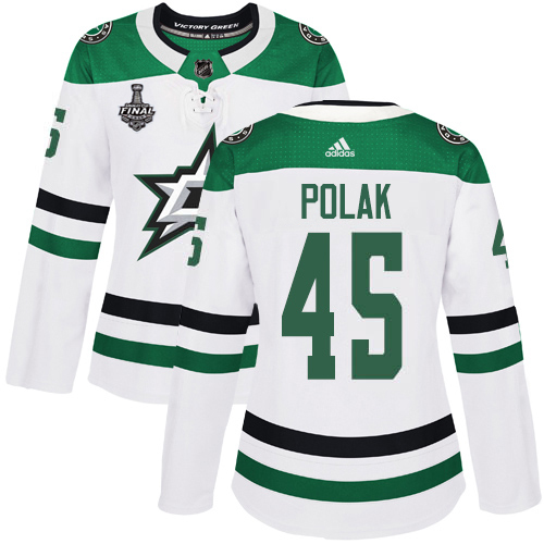 Adidas Dallas Stars #45 Roman Polak White Road Authentic Women's 2020 Stanley Cup Final Stitched Jersey Womens
