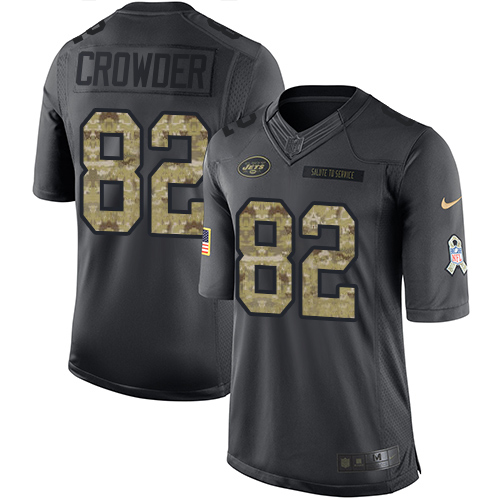 New York Jets #82 Jamison Crowder Black Men's Stitched Limited 2016 Salute to Service Jersey Men's