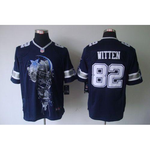 Dallas Cowboys #82 Jason Witten Navy Blue Team Color Men's Stitched Helmet Tri-Blend Limited Jersey Men's