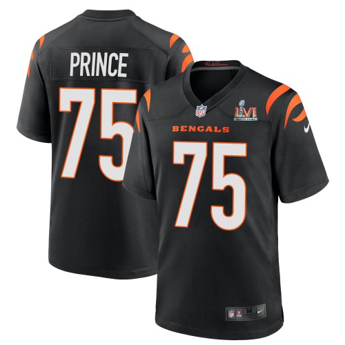 Cincinnati Cincinnati Bengals #75 Isaiah Prince Black Super Bowl LVI Patch Game Jersey Men's