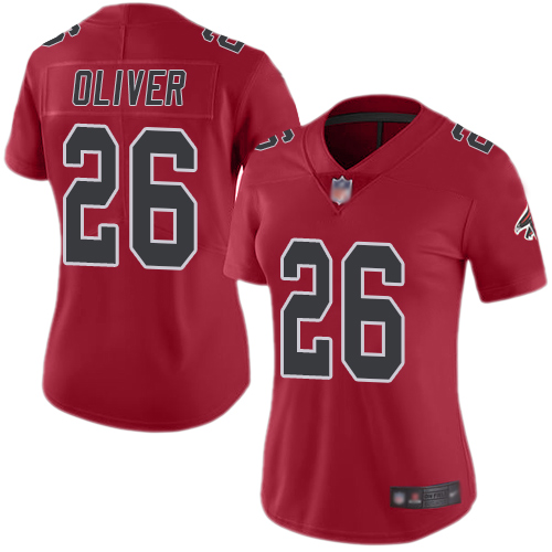 Atlanta Falcons #26 Isaiah Oliver Red Women's Stitched Limited Rush Jersey Womens