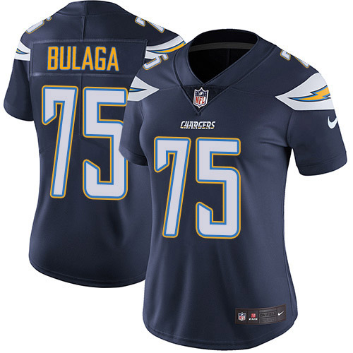 Los Angeles Chargers #75 Bryan Bulaga Navy Blue Team Color Women's Stitched Vapor Untouchable Limited Jersey Womens