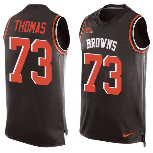Browns #73 Joe Thomas Brown Team Color Men's Stitched Limited Tank Top Jersey