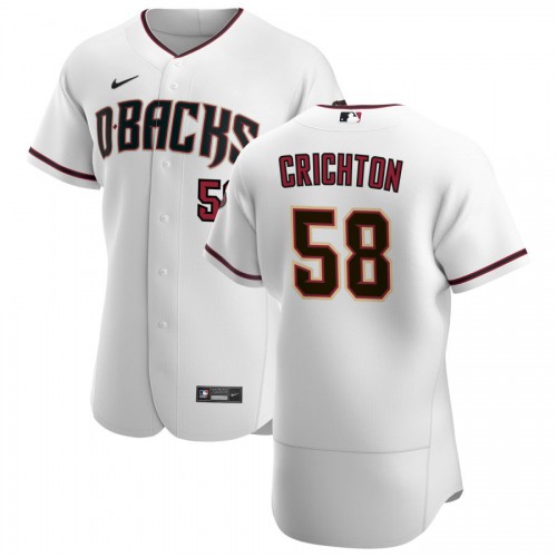 Arizona Arizona Diamondbacks #58 Stefan Crichton Men's White Crimson Authentic Home Team Jersey Men's