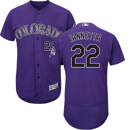 Colorado Rockies #22 Chris Iannetta Purple Flexbase Authentic Collection Stitched Jersey Men's