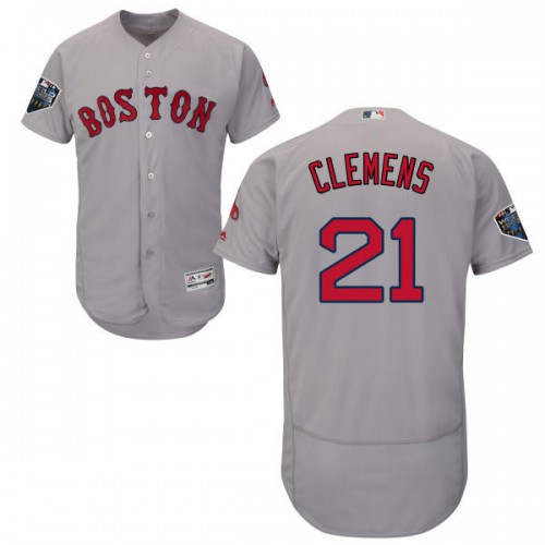 Boston Red Sox #21 Roger Clemens Grey Flexbase Authentic Collection 2018 World Series Stitched Jersey Men's