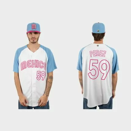 Oliver Perez Mexico Baseball 2023 World Baseball Classic Jersey – White Blue