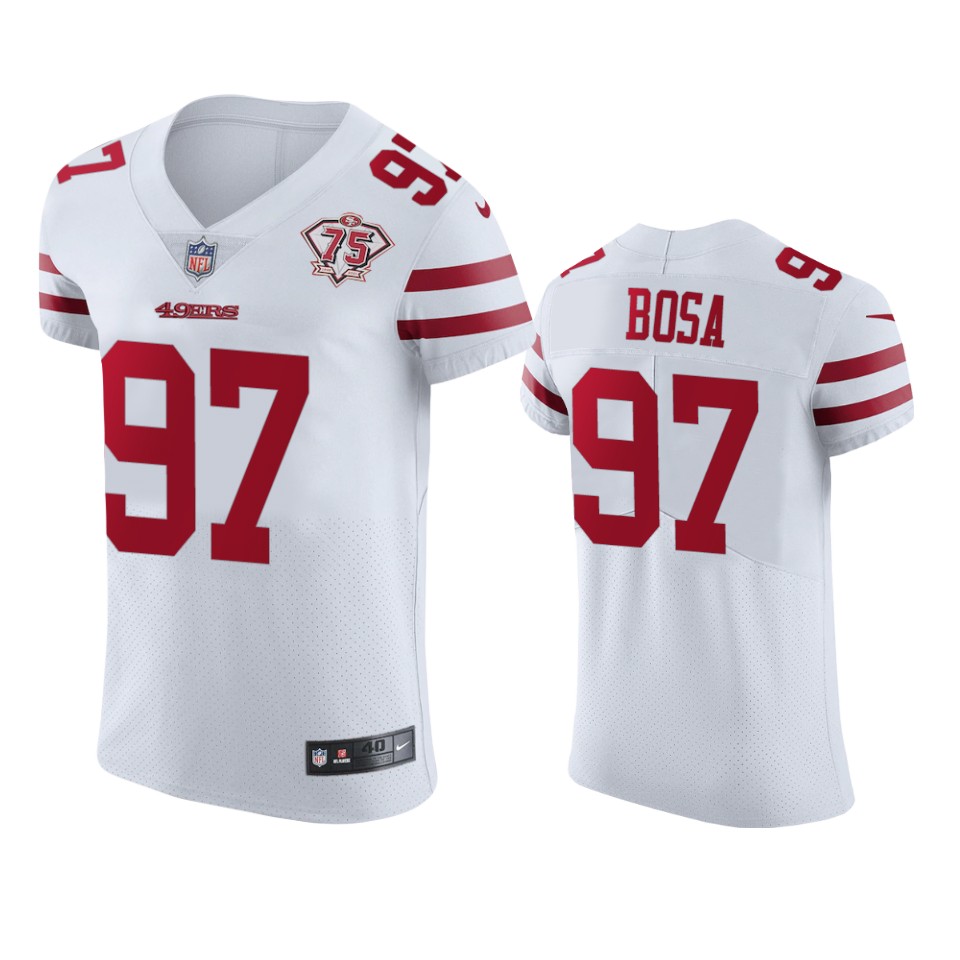 49ers #97 Nick Bosa White Men's 75th Anniversary Stitched Vapor Untouchable Elite Jersey