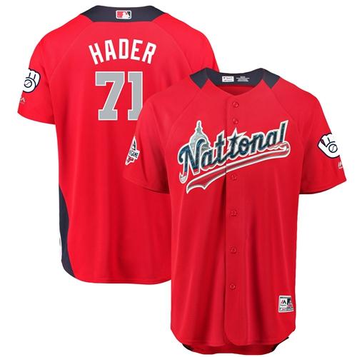 Milwaukee Brewers #71 Josh Hader Red 2018 All-Star National League Stitched Jersey Men's