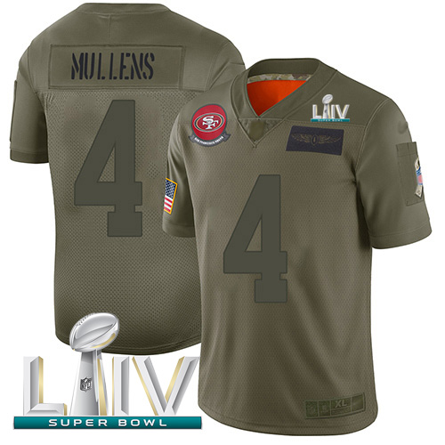 San Francisco 49ers #4 Nick Mullens Camo Super Bowl LIV 2020 Men's Stitched Limited 2019 Salute To Service Jersey Men's