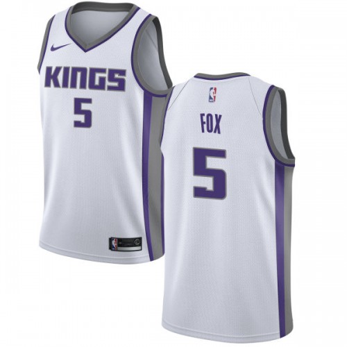 Sacramento Kings #5 DeAaron Fox White Swingman Association Edition Jersey Mens