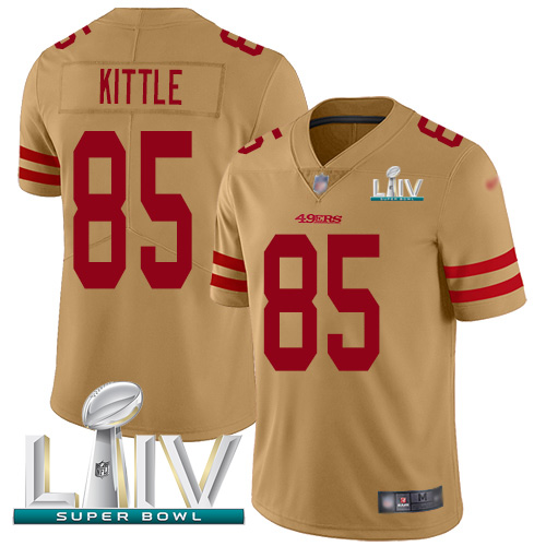 49ers #85 George Kittle Gold Super Bowl LIV 2020 Men's Stitched Limited Inverted Legend Jersey