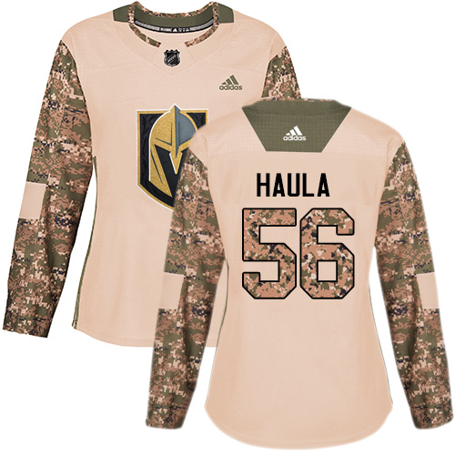 Adidas Golden Vegas Golden Knights #56 Erik Haula Camo Authentic 2017 Veterans Day Women's Stitched Jersey Womens