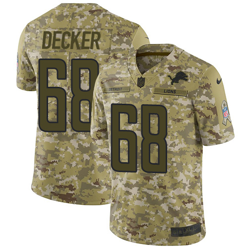 Detroit Lions #68 Taylor Decker Camo Men's Stitched Limited 2018 Salute To Service Jersey Men's