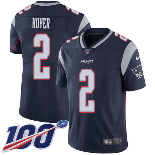 New England Patriots #2 Brian Hoyer Navy Blue Team Color Men's Stitched 100th Season Vapor Untouchable Limited Jersey Men's