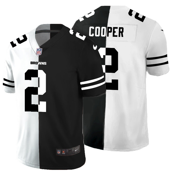 Cleveland Browns #2 Amari Cooper Men's Black V White Peace Split Vapor Untouchable Limited Jersey