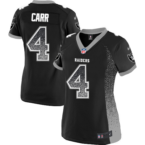 Raiders #4 Derek Carr Black Women's Stitched Elite Drift Fashion Jersey