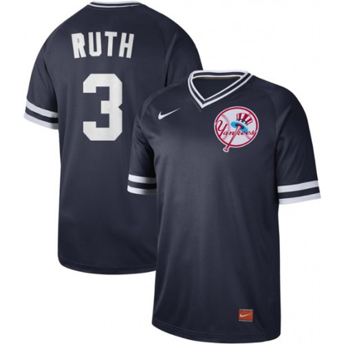 New York Yankees #3 Babe Ruth Navy Authentic Cooperstown Collection Stitched Jersey Men's