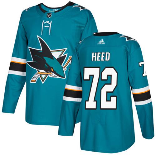 Adidas San Jose Sharks #72 Tim Heed Teal Home Authentic Stitched Jersey Men's
