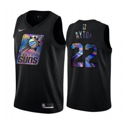 Phoenix Suns #22 Deandre Ayton Mens Iridescent Holographic Collection Jersey - Black Mens
