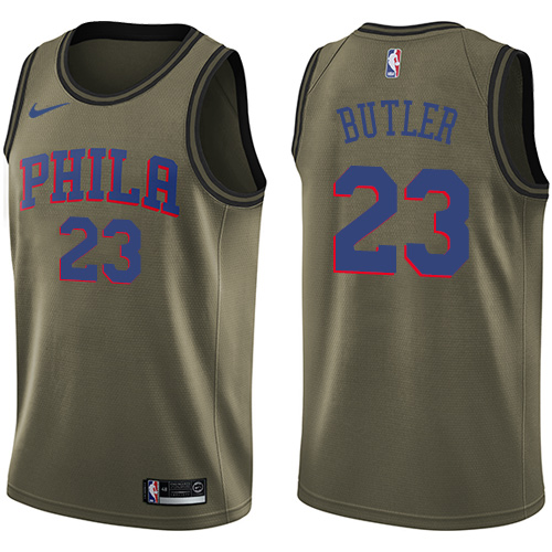 Philadelphia 76ers #23 Jimmy Butler Green Swingman Salute to Service Jersey Mens
