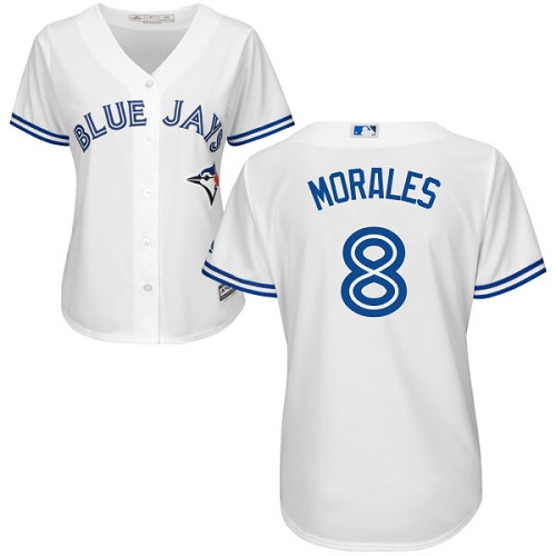 Toronto Blue Jays #8 Kendrys Morales White Home Women's Stitched Jersey Womens