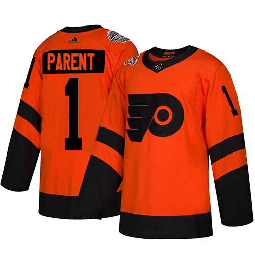 Adidas Philadelphia Flyers #1 Bernie Parent Orange Authentic 2019 Stadium Series Women's Stitched Jersey Womens