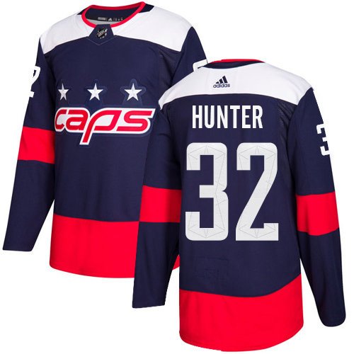Adidas Washington Capitals #32 Dale Hunter Navy Authentic 2018 Stadium Series Stitched Jersey Men's