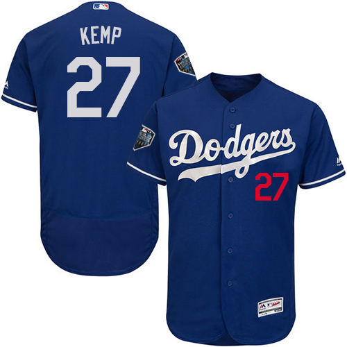 Los Angeles Dodgers #27 Matt Kemp Blue Flexbase Authentic Collection 2018 World Series Stitched Jersey Men's