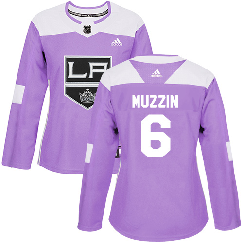 Adidas Los Angeles Kings #6 Jake Muzzin Purple Authentic Fights Cancer Women's Stitched Jersey Womens