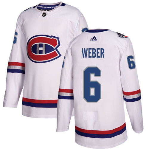 Adidas Montreal Canadiens #6 Shea Weber White Authentic 2017 100 Classic Stitched Jersey Men's
