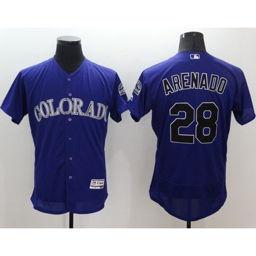 Colorado Rockies #28 Nolan Arenado Purple Flexbase Authentic Collection Stitched Jersey Men's