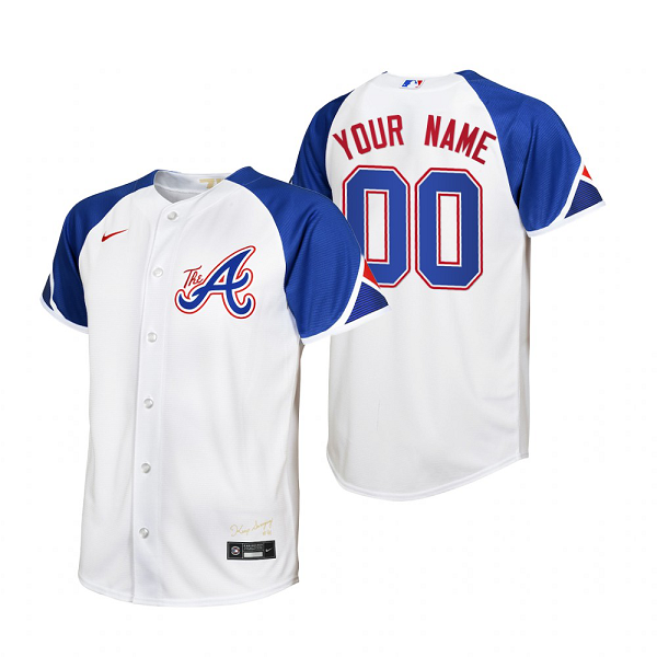 Men's Youth Women's Atlanta Braves #00 Custom White 2023 City Connect Jersey