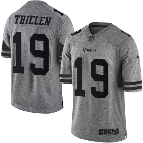 Vikings #19 Adam Thielen Gray Men's Stitched Limited Gridiron Gray Jersey