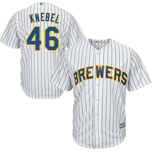 Milwaukee Brewers #46 Corey Knebel White Strip Cool Base Stitched Youth Jersey Youth